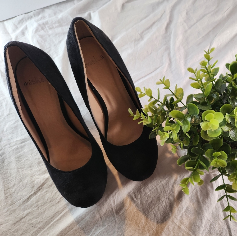 Misha Black Wedge Heels